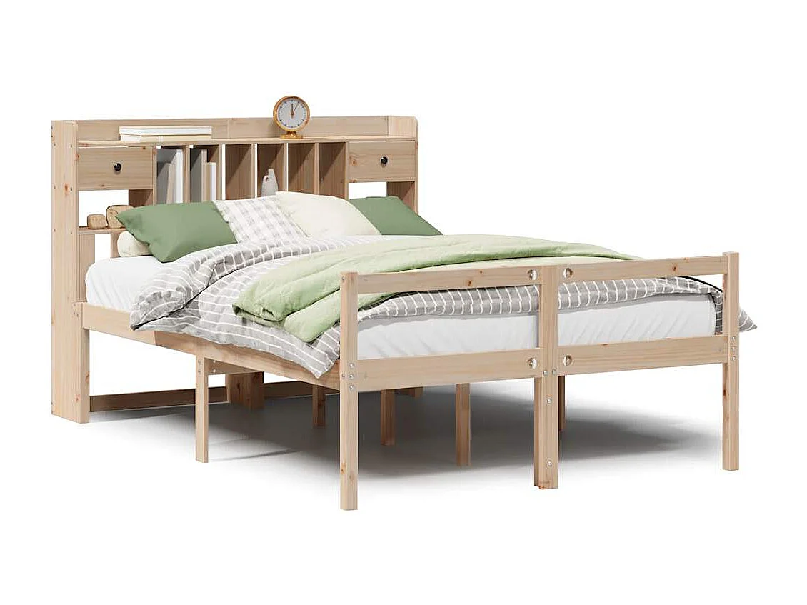 Bibliotheekbed zonder matras 140x200 cm massief grenenhout