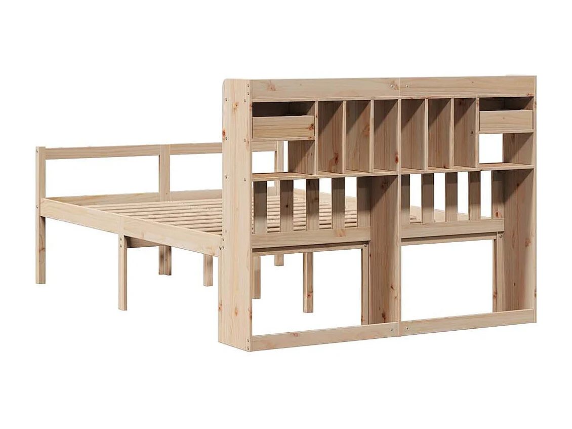 Bibliotheekbed zonder matras 140x200 cm massief grenenhout