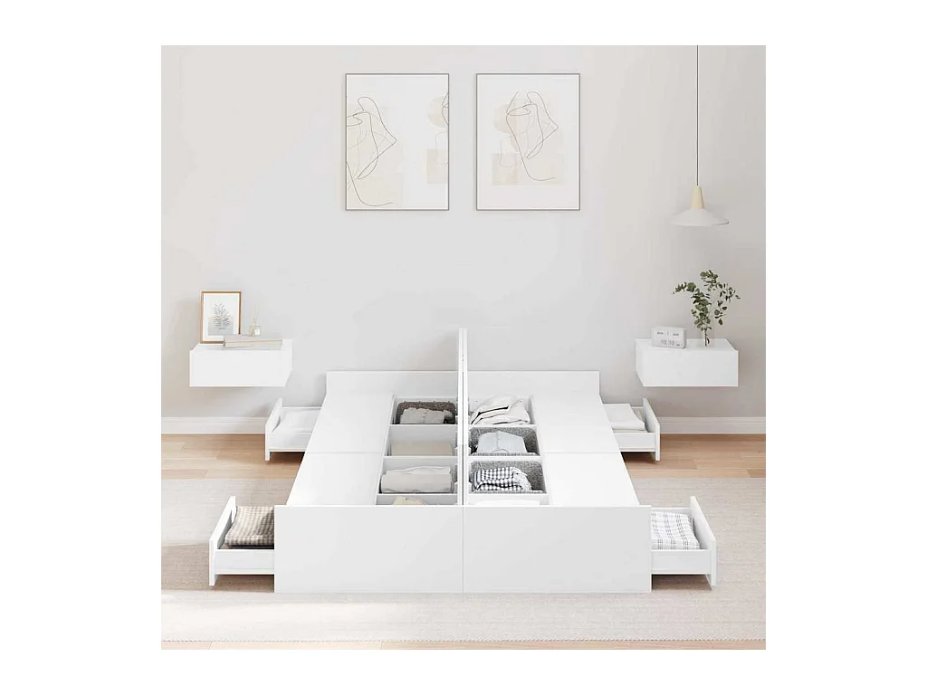 Struttura letto con contenitore e testiera Bianco 120 x 200 cm