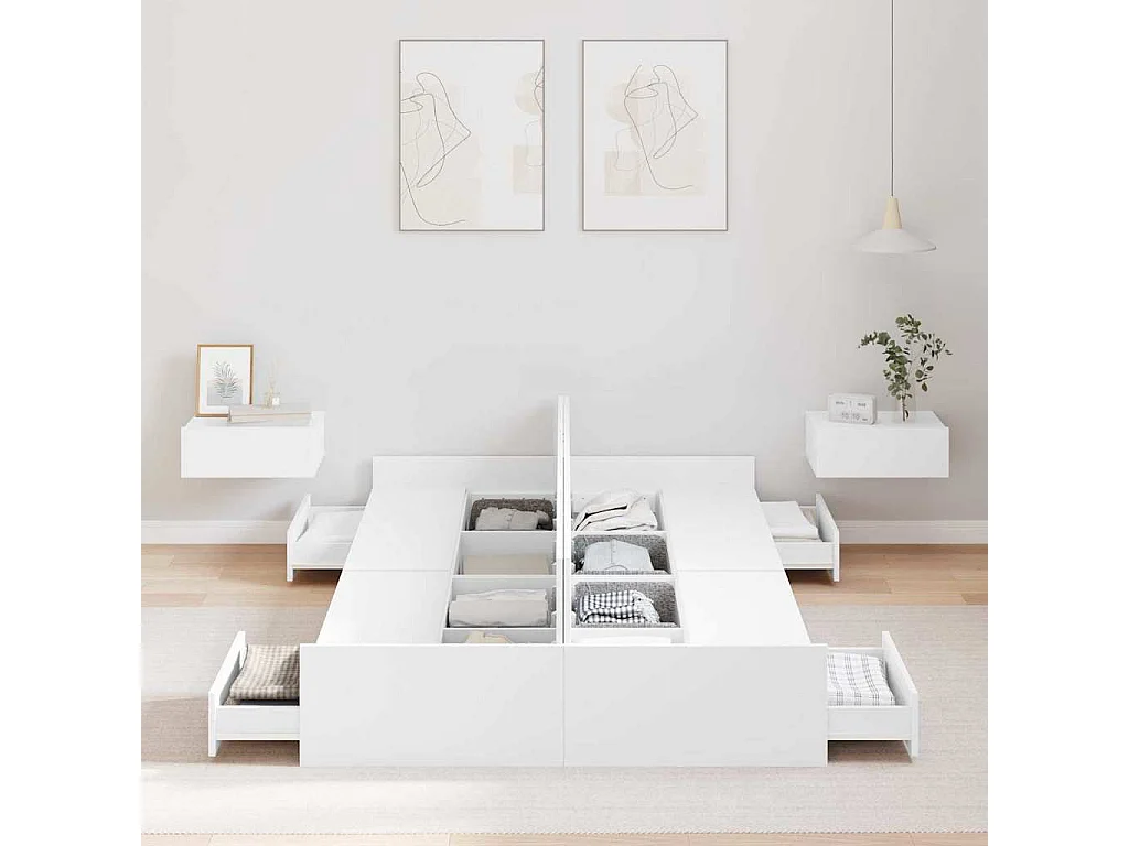 Cadre de lit avec rangement avec tête de lit Blanc 120 x 200 cm