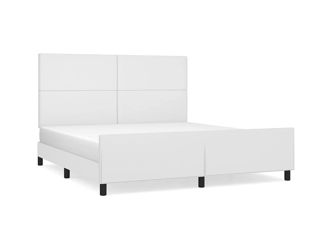 Cadre de lit sans matelas blanc similicuir