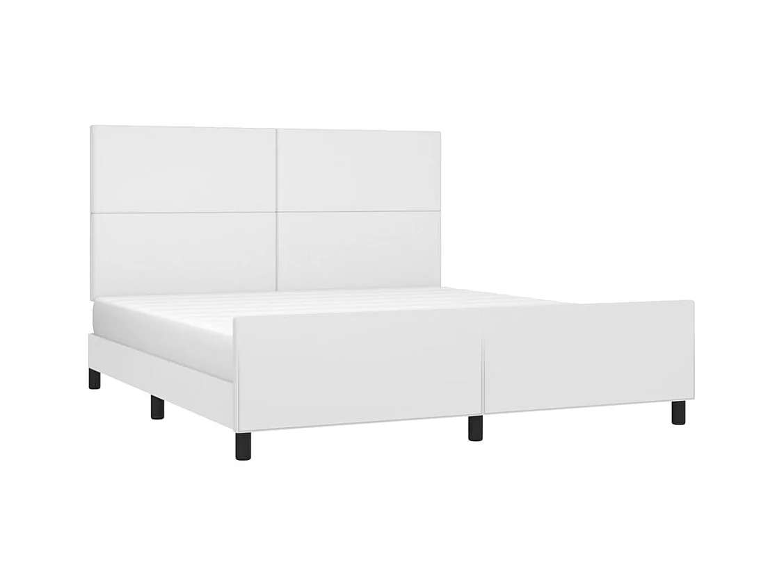 Cadre de lit sans matelas blanc similicuir