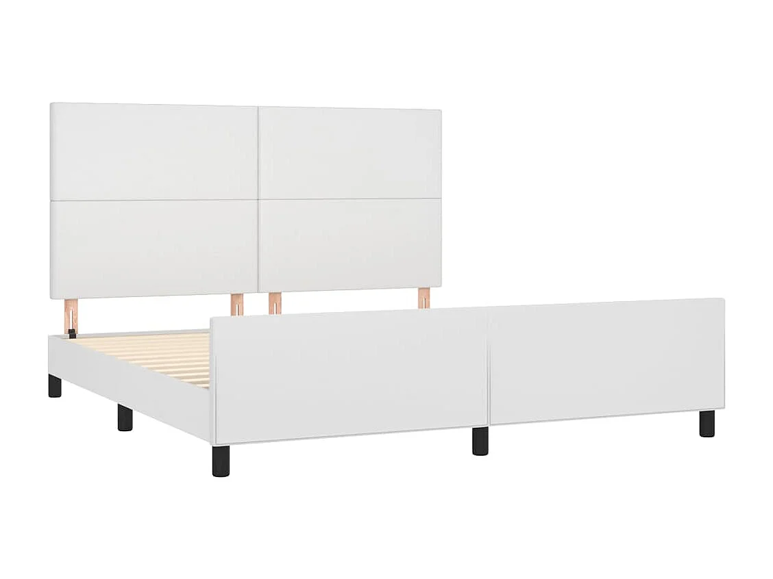 Cadre de lit sans matelas blanc similicuir