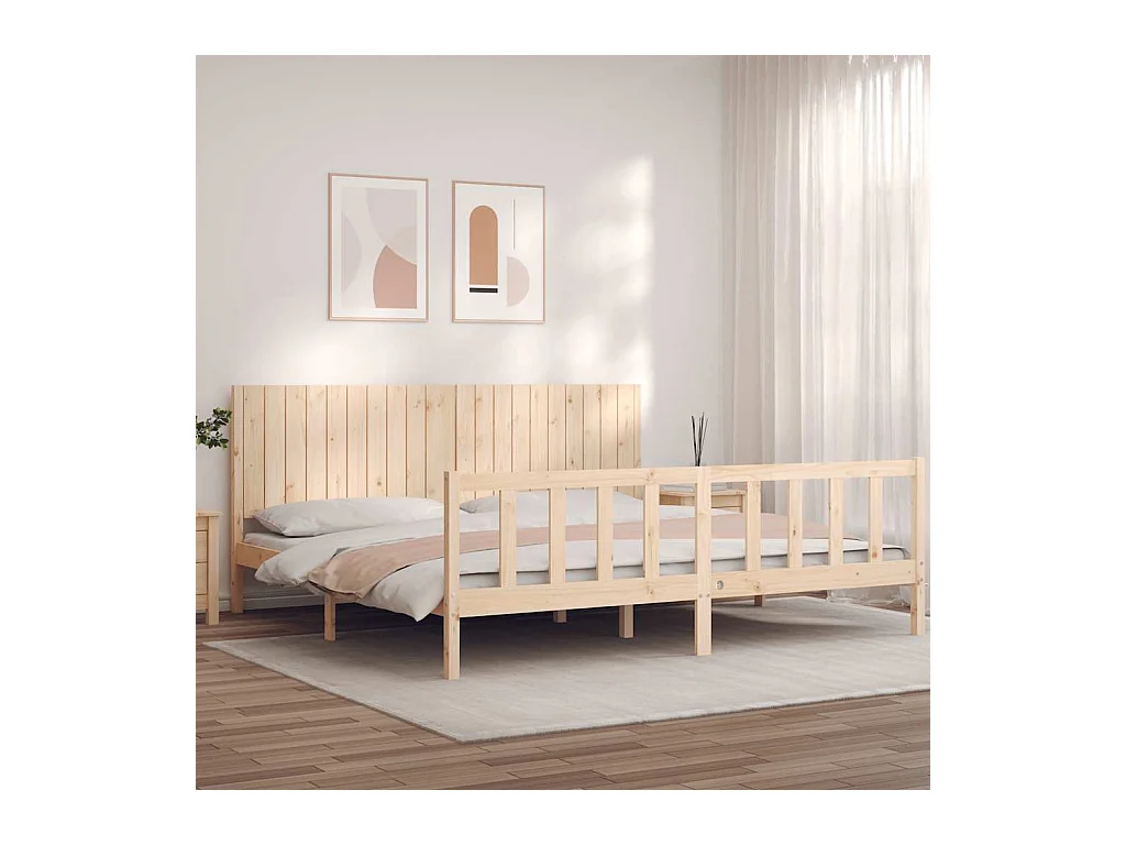 Struttura letto senza materasso 200x200 cm in legno massello di pino