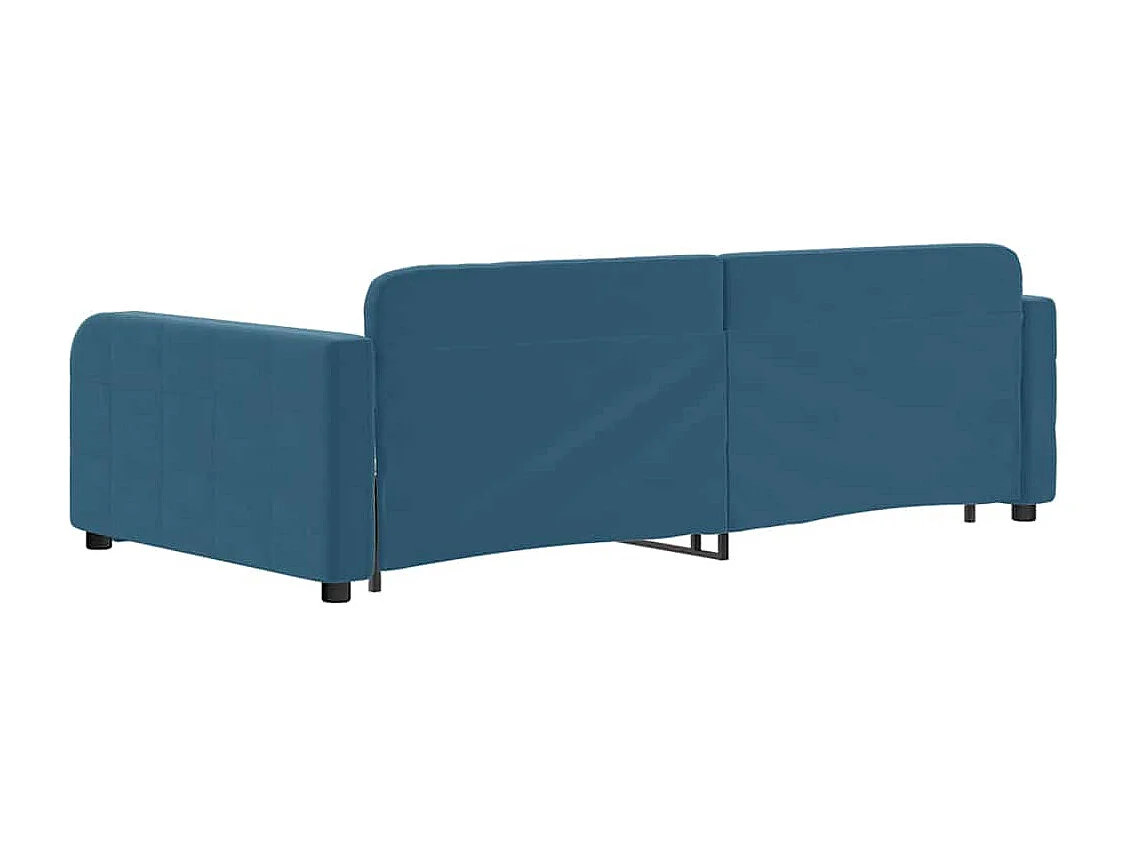 Divano letto con rotelle e cassetti senza materasso blu 100x200cm