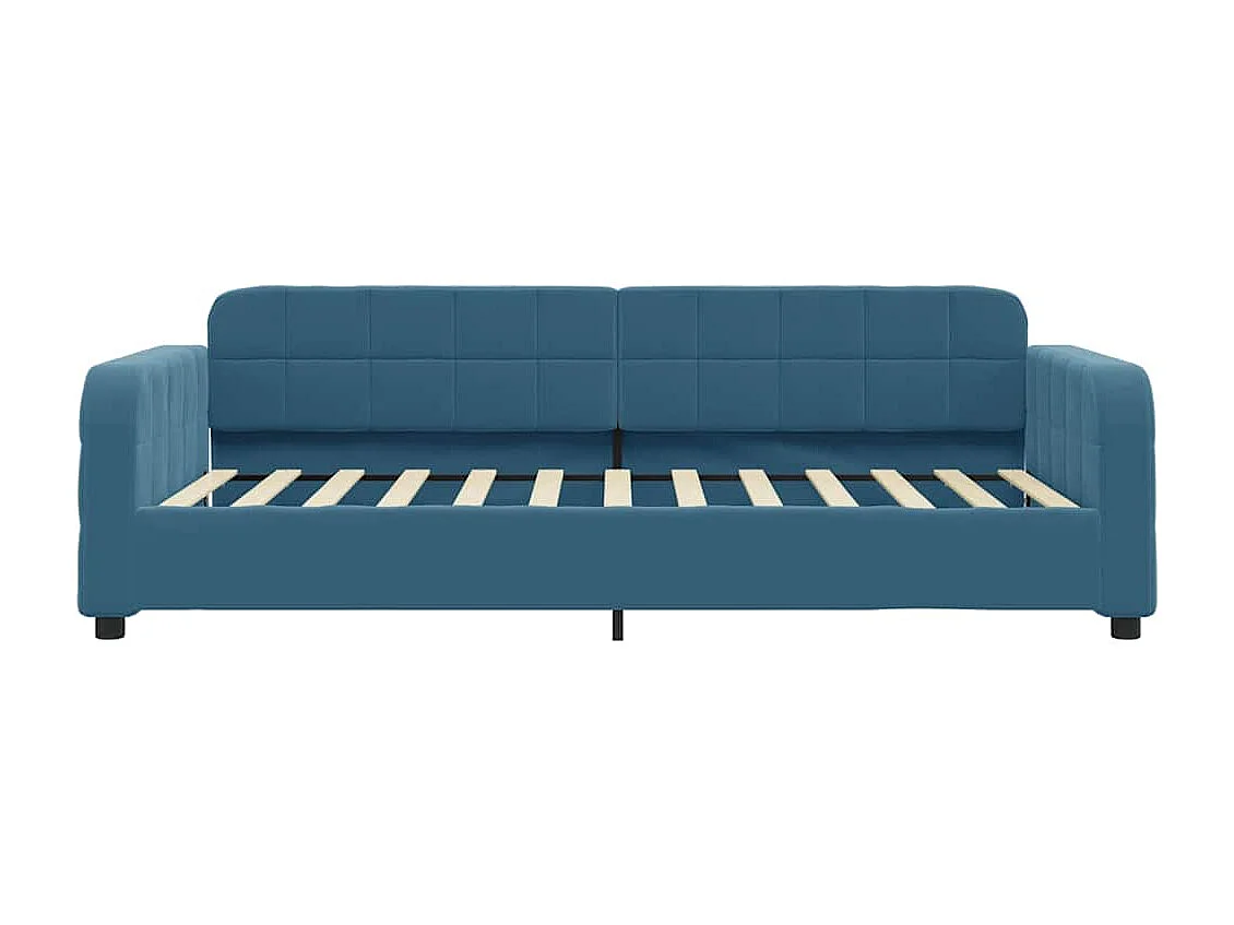 Divano letto con rotelle e cassetti senza materasso blu 100x200cm