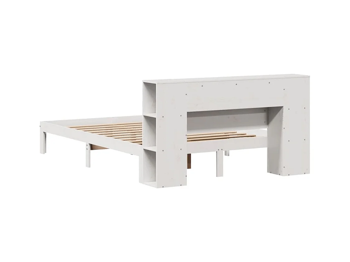 Bibliotheekbed zonder matras wit 140x190 cm massief grenenhout