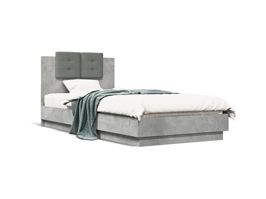 Estructura de cama gris hormigón sin colchón 100x200 cm