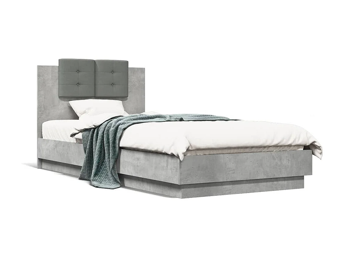 Struttura letto grigio cemento senza materasso 100x200 cm
