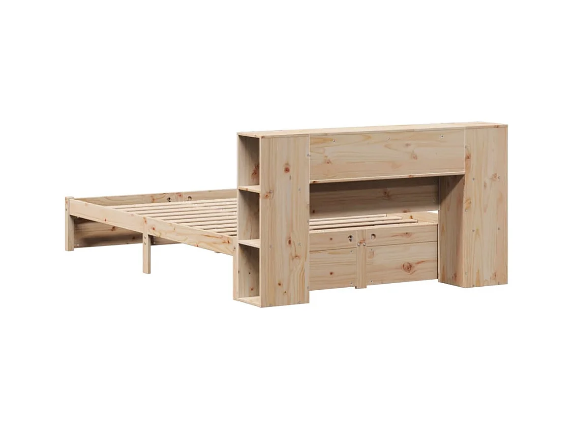Letto a libreria senza materasso 120x200 cm in legno massello di pino