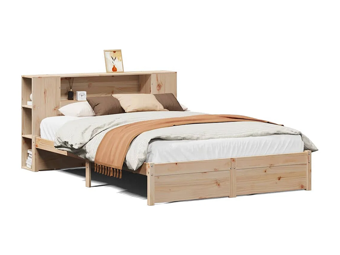 Letto a libreria senza materasso 120x200 cm in legno massello di pino