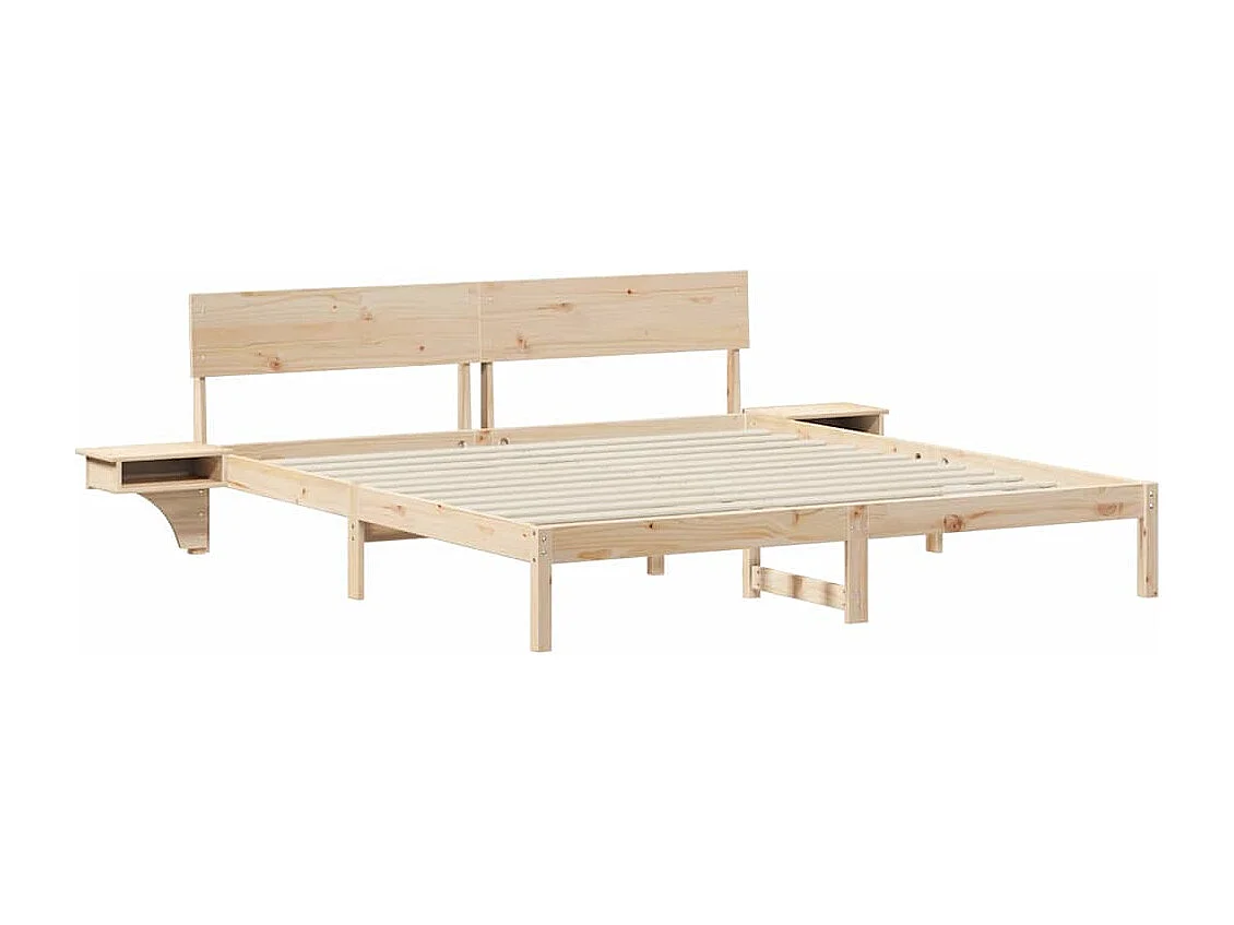 Struttura letto con testiera Marrone Legno massello di pino