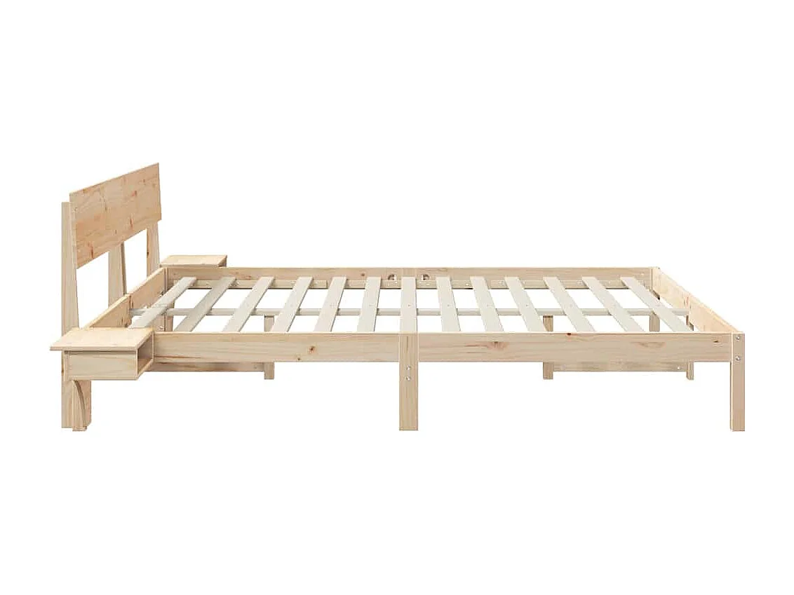 Struttura letto con testiera Marrone Legno massello di pino