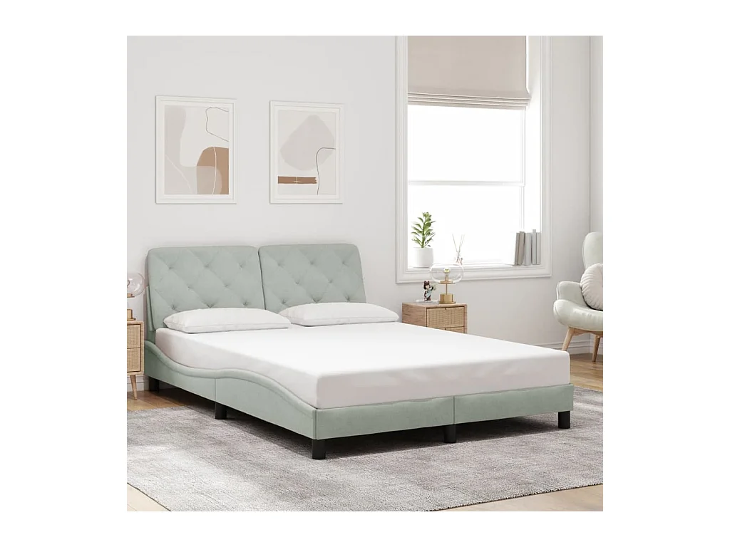 Estructura de cama con LED sin colchón gris claro 120x200cm terciopelo