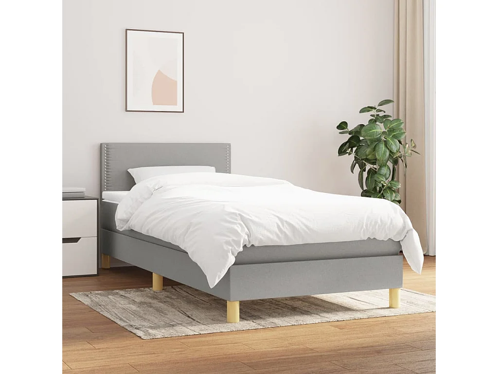 Sommier à lattes de lit avec matelas Gris clair 100x200cm Tissu