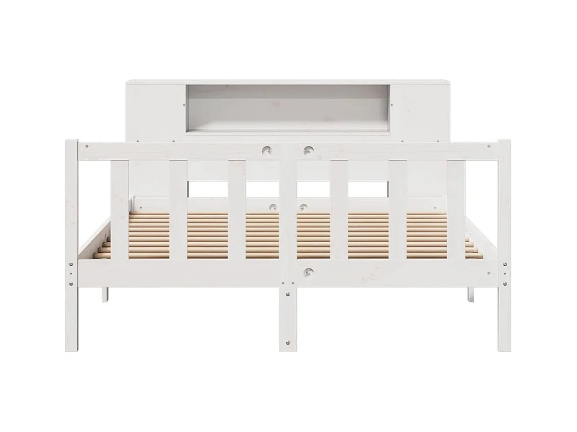 Letto libreria bianco senza materasso 150x200 cm in legno massello di pino