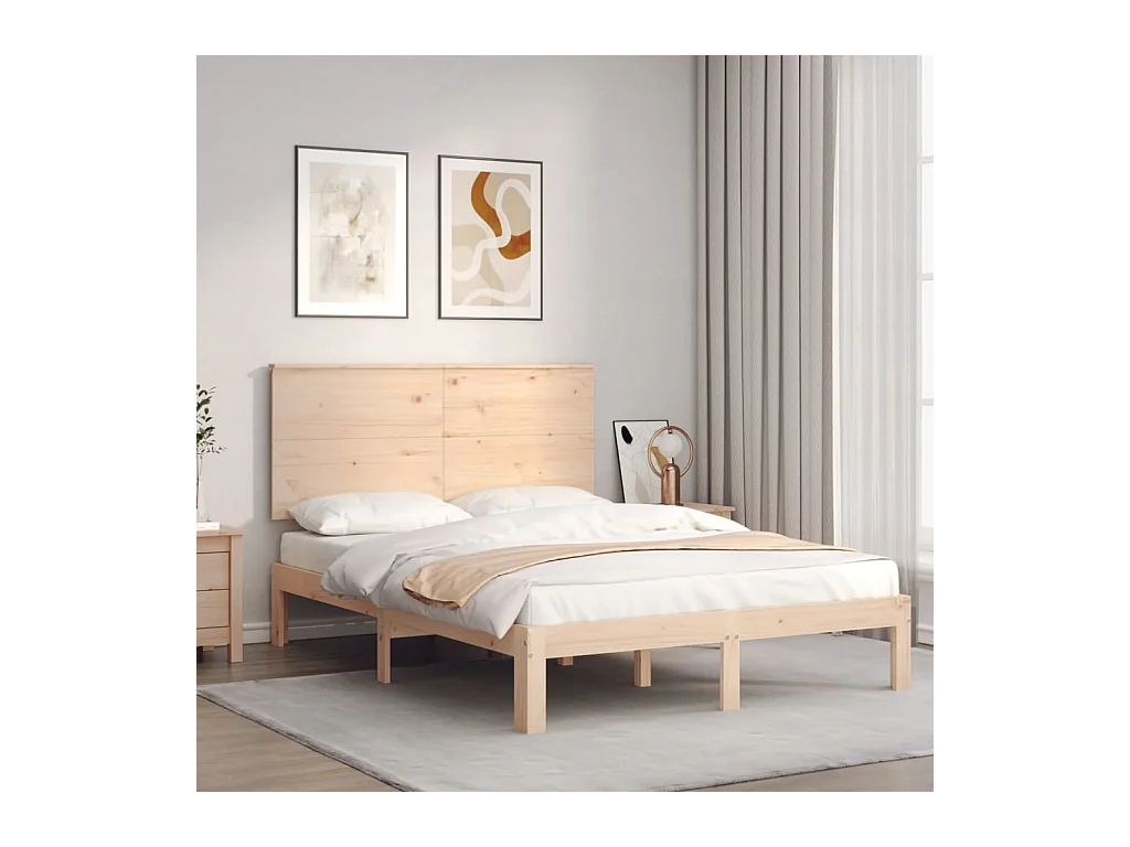 Estructura de cama sin colchón 140x200 cm madera maciza de pino
