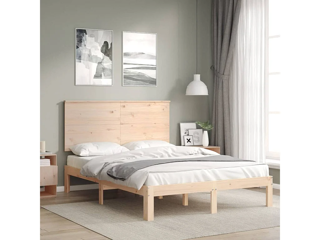 Estructura de cama sin colchón 140x200 cm madera maciza de pino