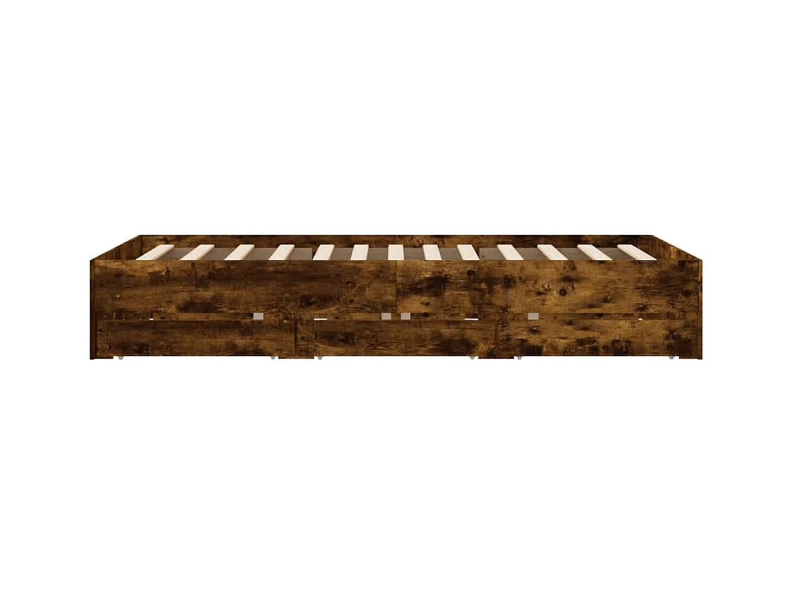 Estructura de cama con cajones sin colchón roble ahumado 120x200 cm