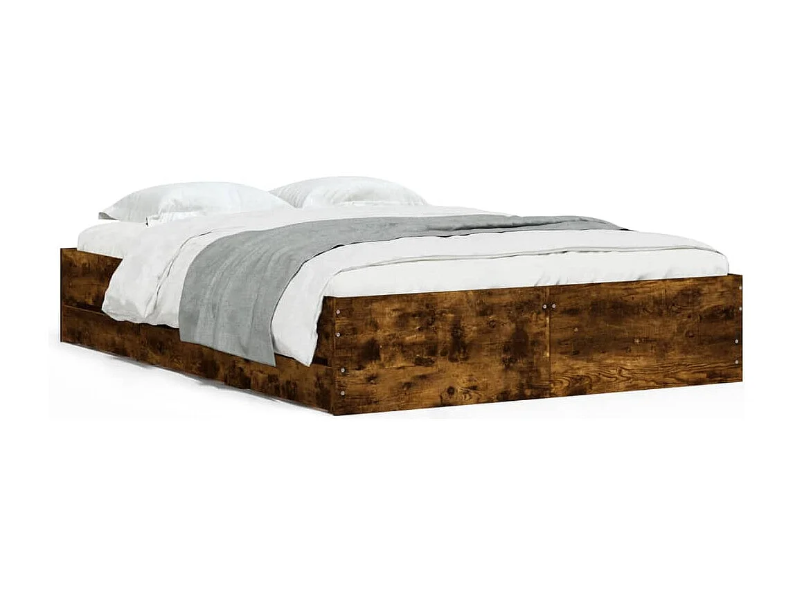 Struttura letto con cassetti senza materasso rovere affumicato 120x200 cm