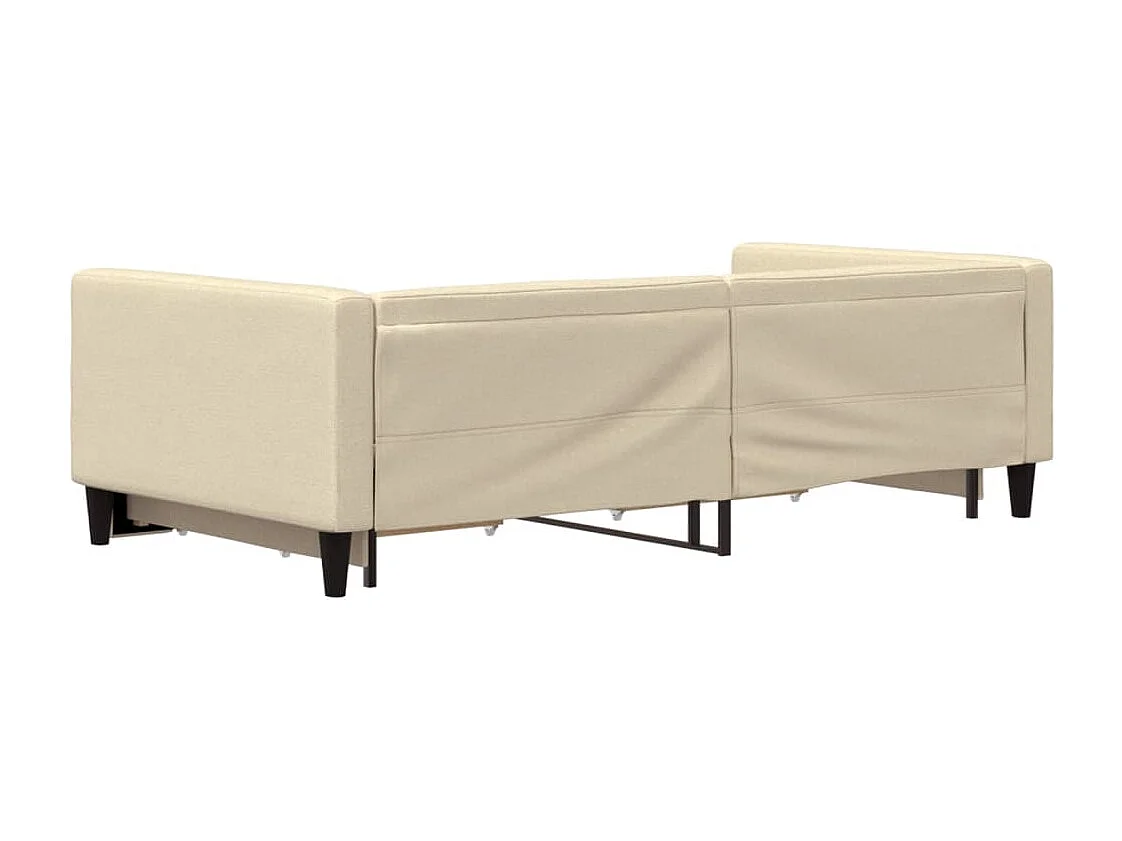 Divano letto con rotelle e cassetti in tessuto crema 100x200 cm