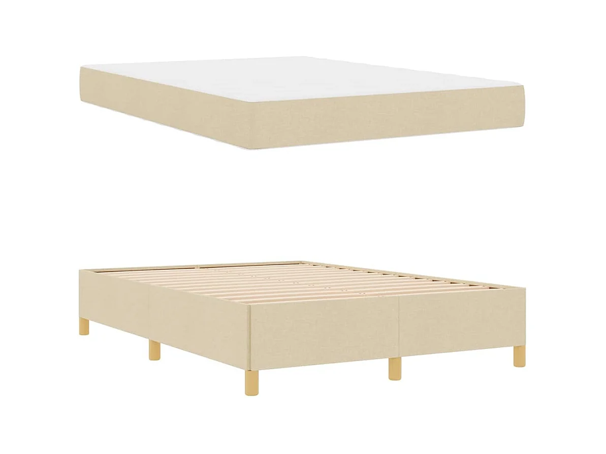 Boxspringbed met crème en witte matras 160 x 200 cm stof