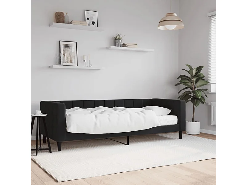 Lit de jour avec matelas noir 80x200 cm velours