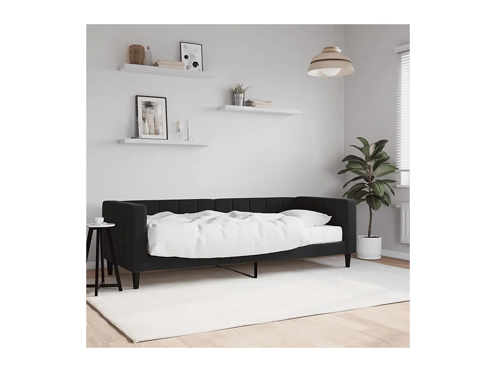 Lit de jour avec matelas noir 80x200 cm velours