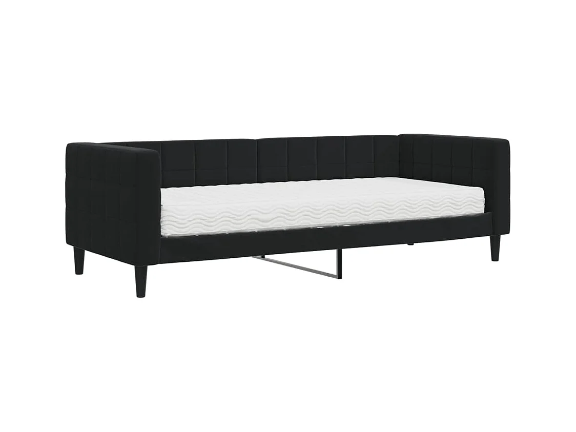 Lit de jour avec matelas noir 80x200 cm velours