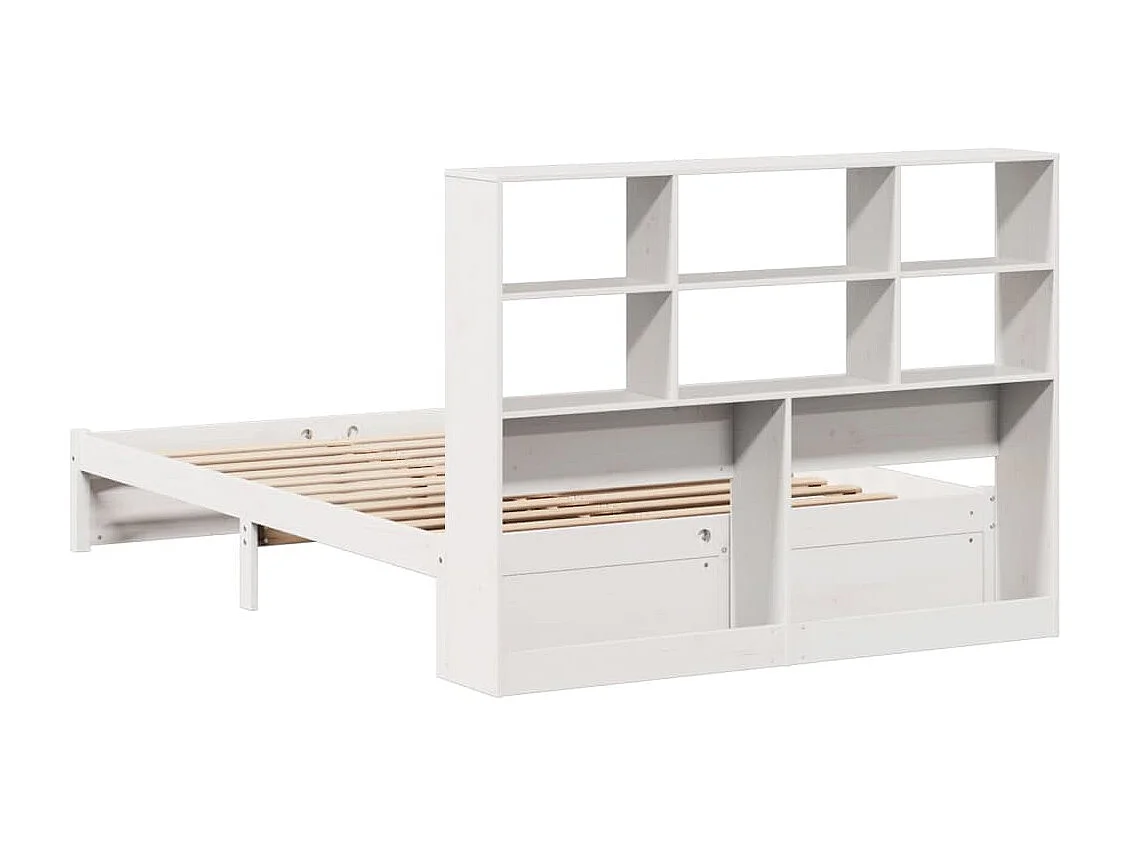 Letto libreria senza materasso bianco 140x190 cm in legno massello di pino