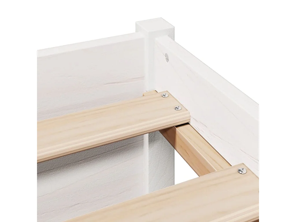 Letto libreria senza materasso bianco 140x190 cm in legno massello di pino