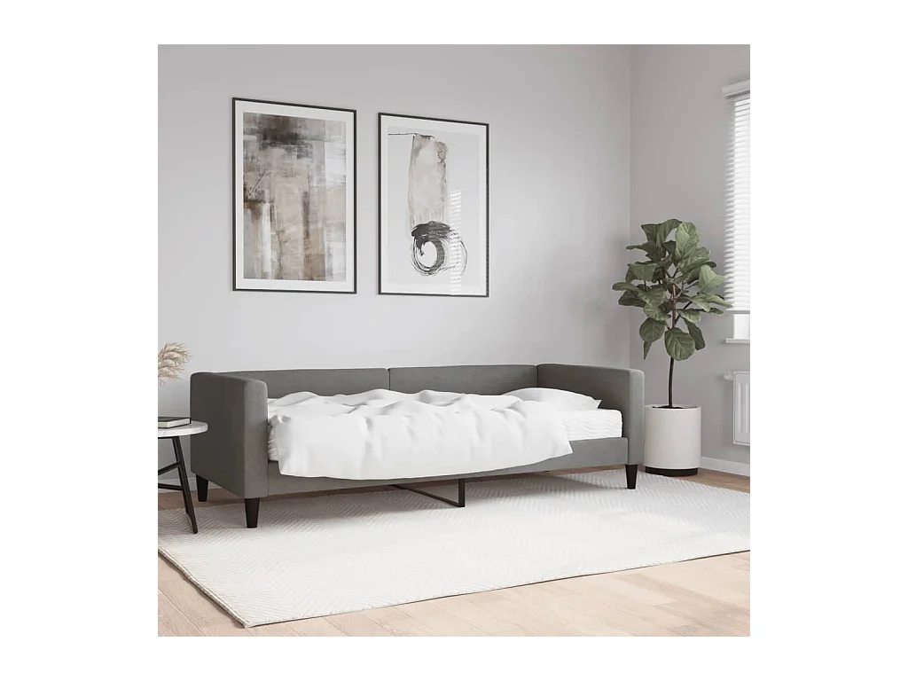 Lit de jour avec matelas gris foncé 80x200 cm tissu