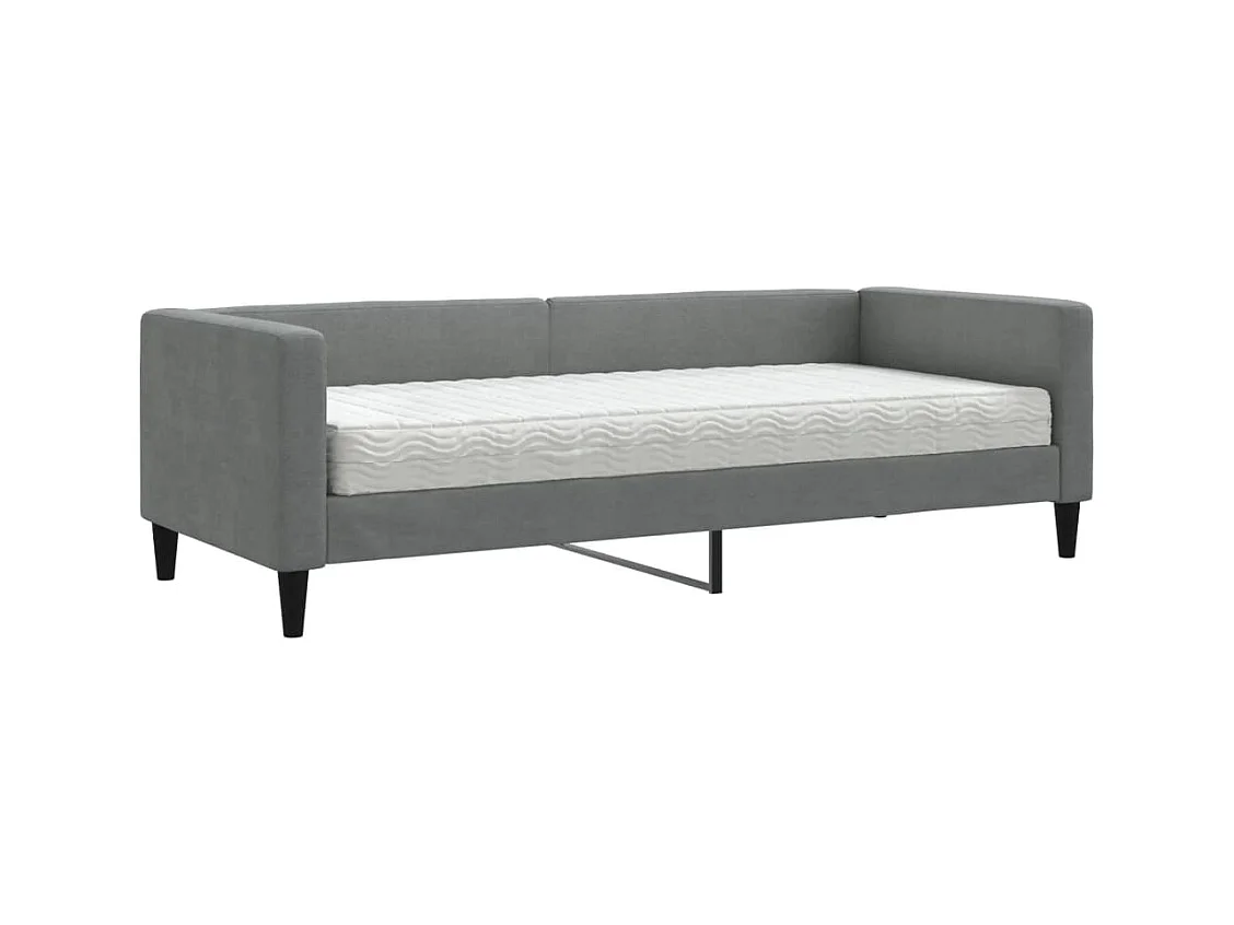 Lit de jour avec matelas gris foncé 80x200 cm tissu