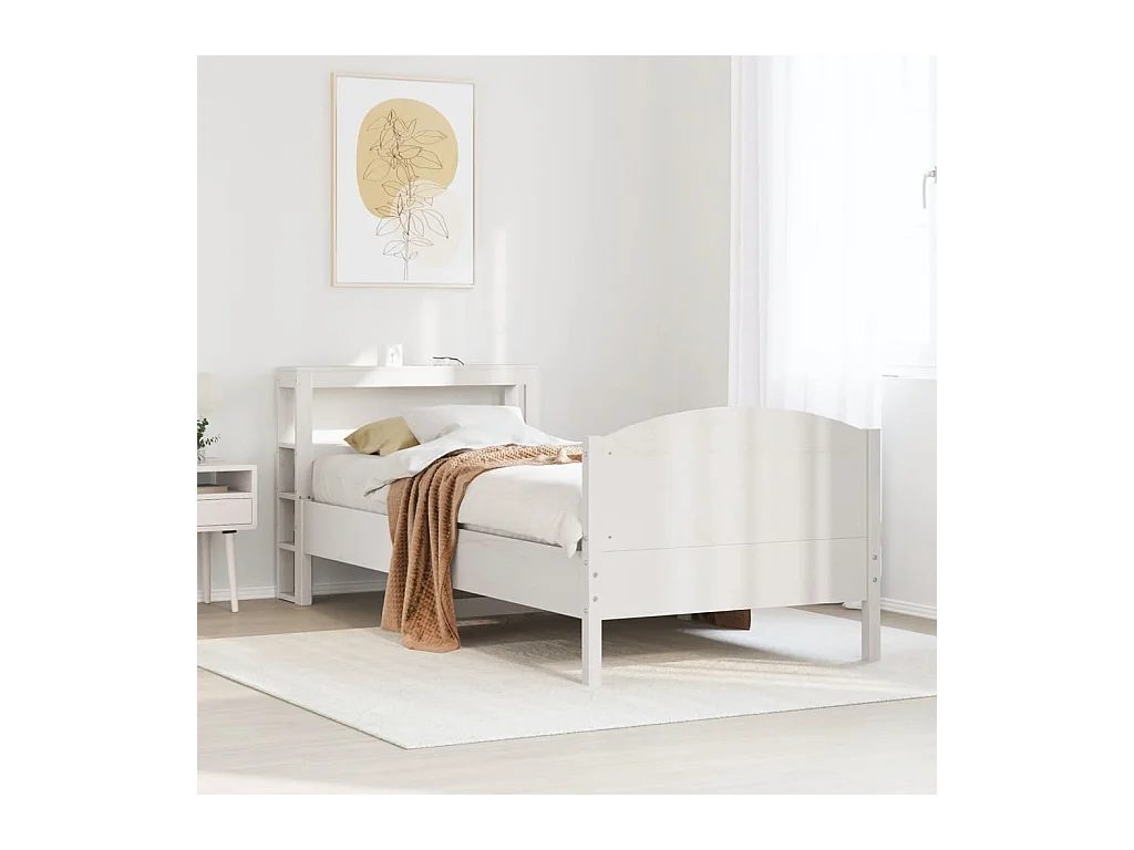 Struttura letto senza materasso bianco 90x200 cm in legno massello di pino