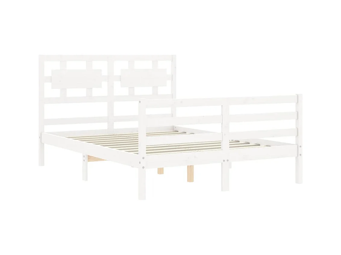 Estructura de cama de madera maciza blanca sin colchón