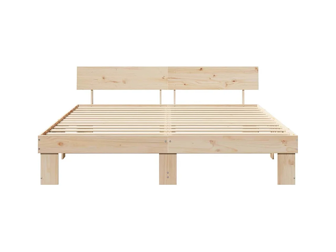 Bettgestell 200 x 200 cm, Kiefer massiv, Braun