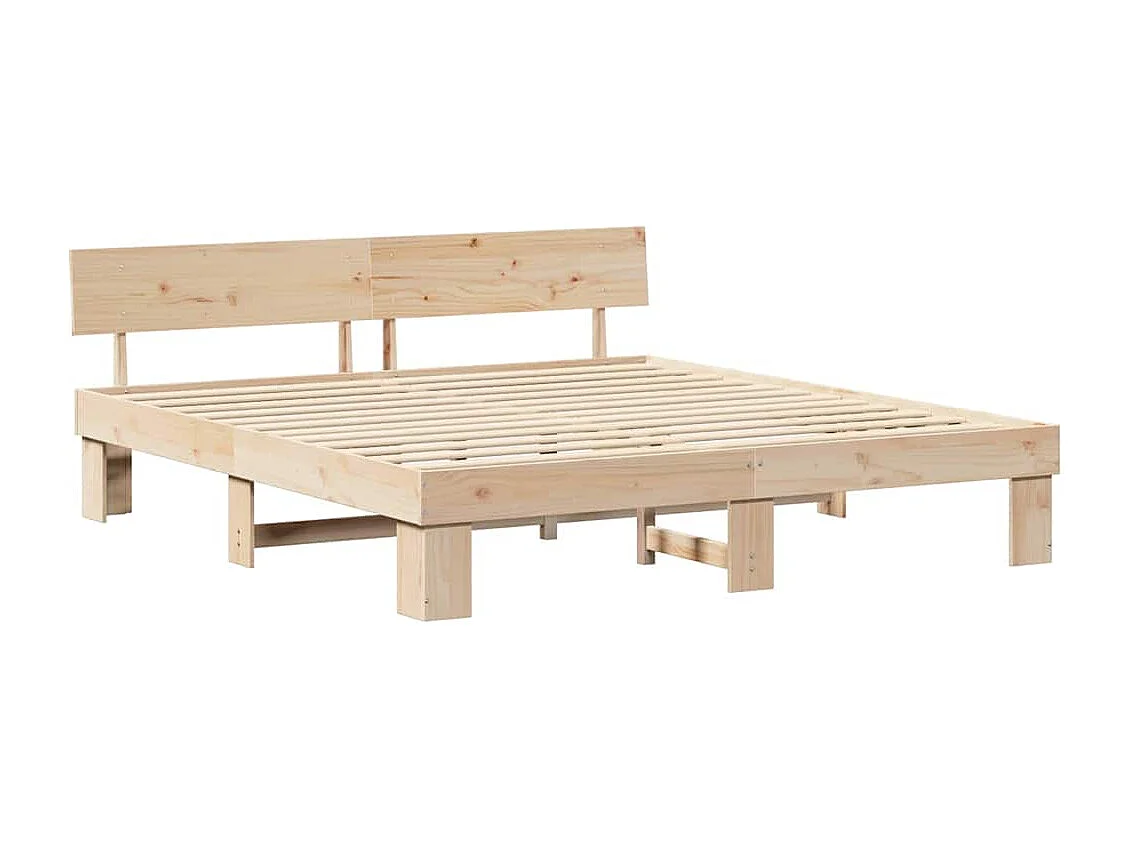 Bettgestell 200 x 200 cm, Kiefer massiv, Braun