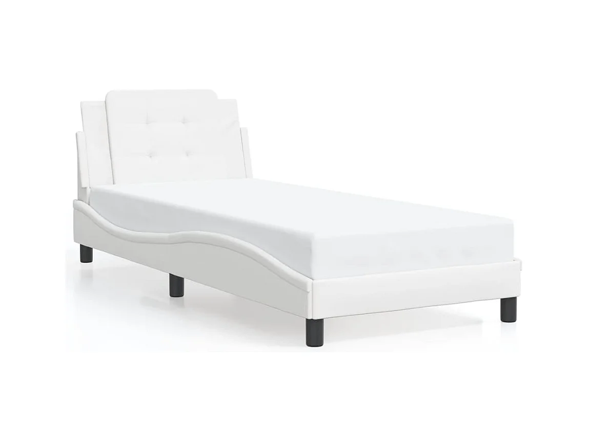 Cadre de lit avec LED sans matelas blanc 90x200 cm