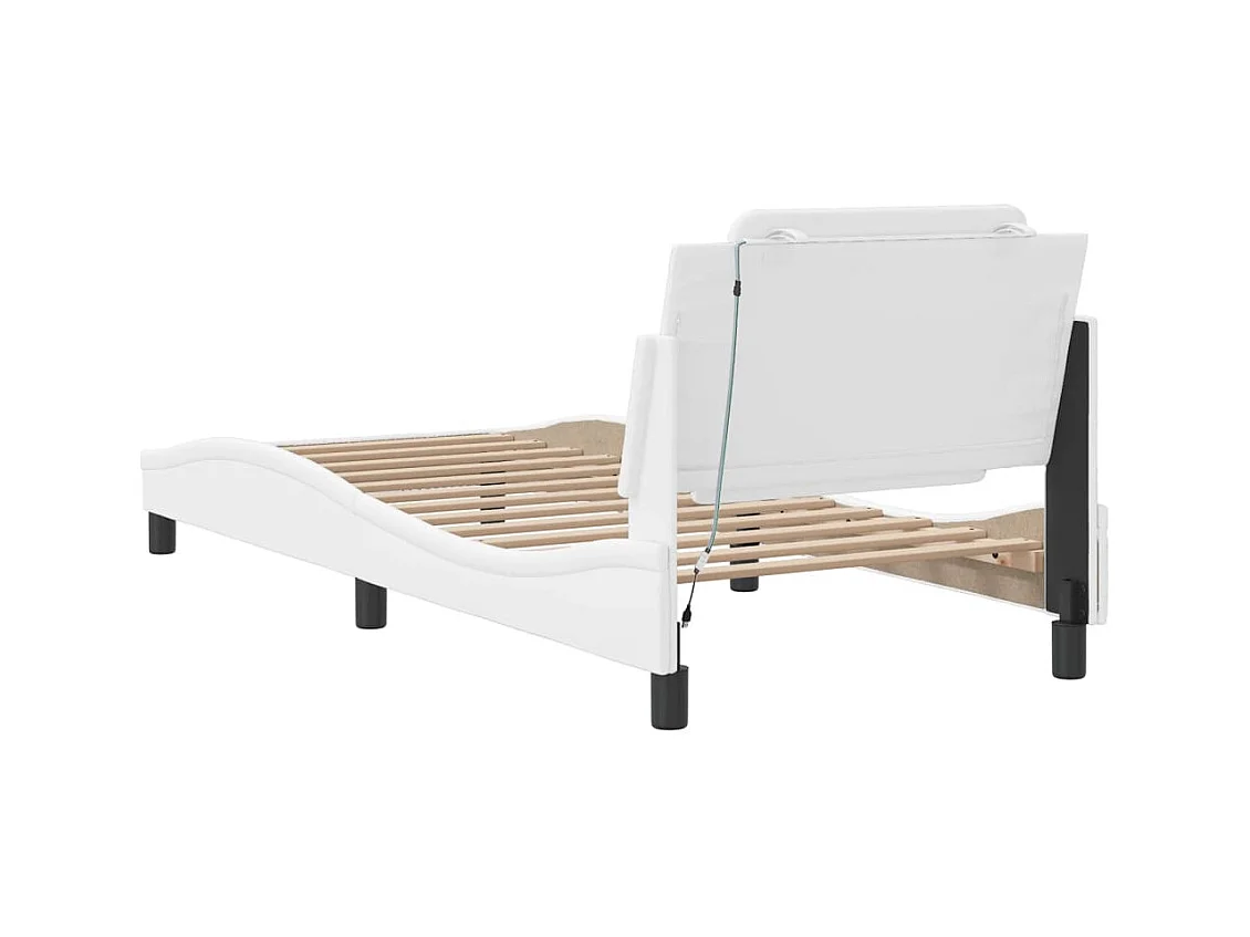 Cadre de lit avec LED sans matelas blanc 90x200 cm