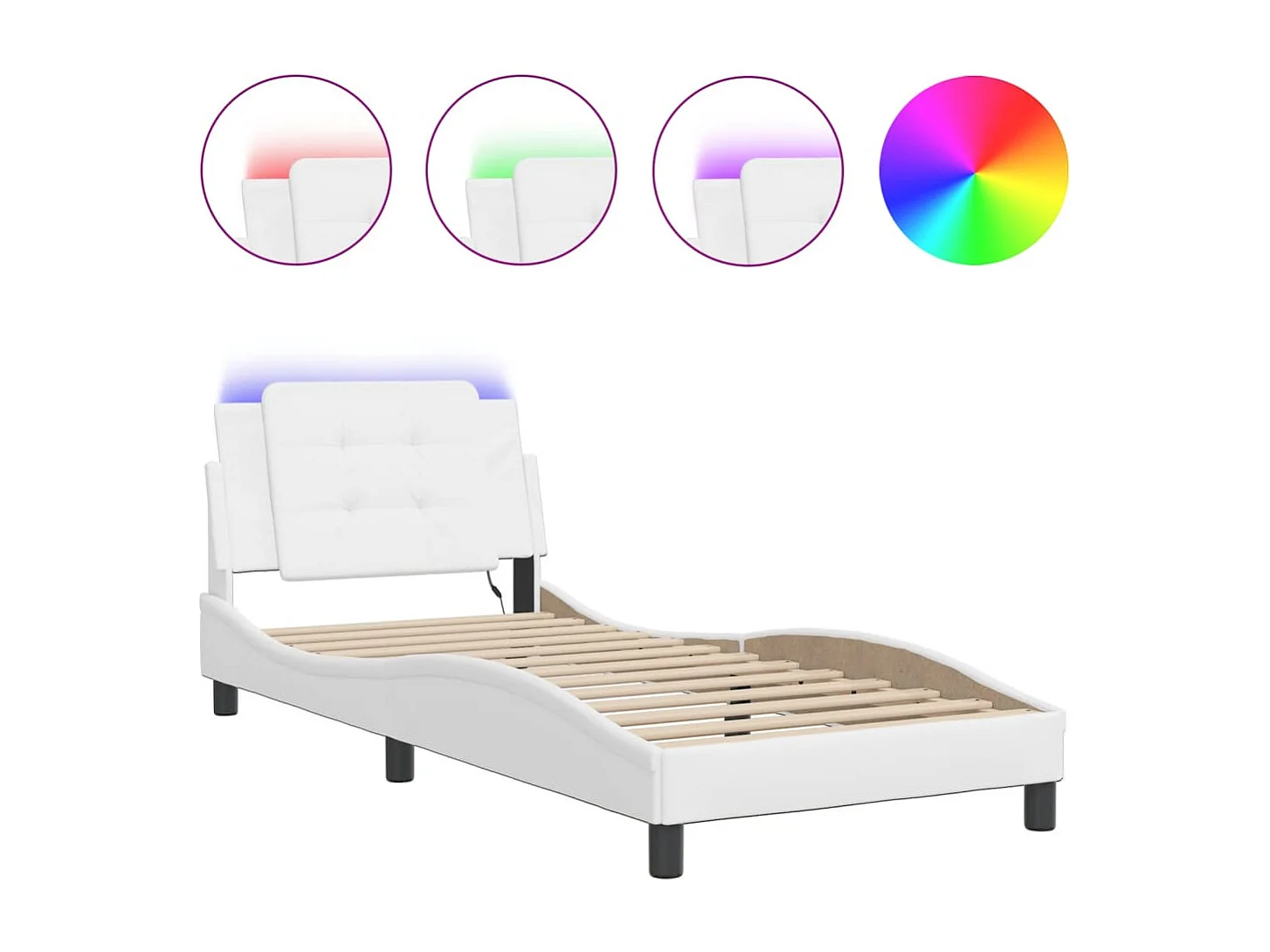 Bedframe met LED zonder matras wit 90x200 cm