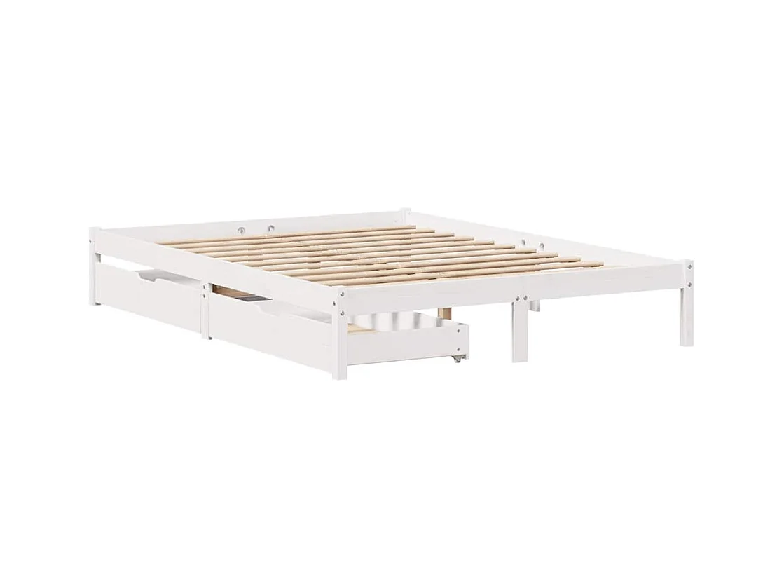 Estructura de cama sin colchón blanca 150x200 cm madera maciza de pino