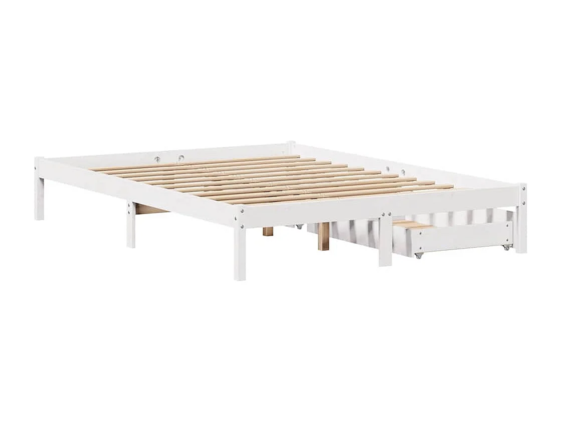 Estructura de cama sin colchón blanca 150x200 cm madera maciza de pino