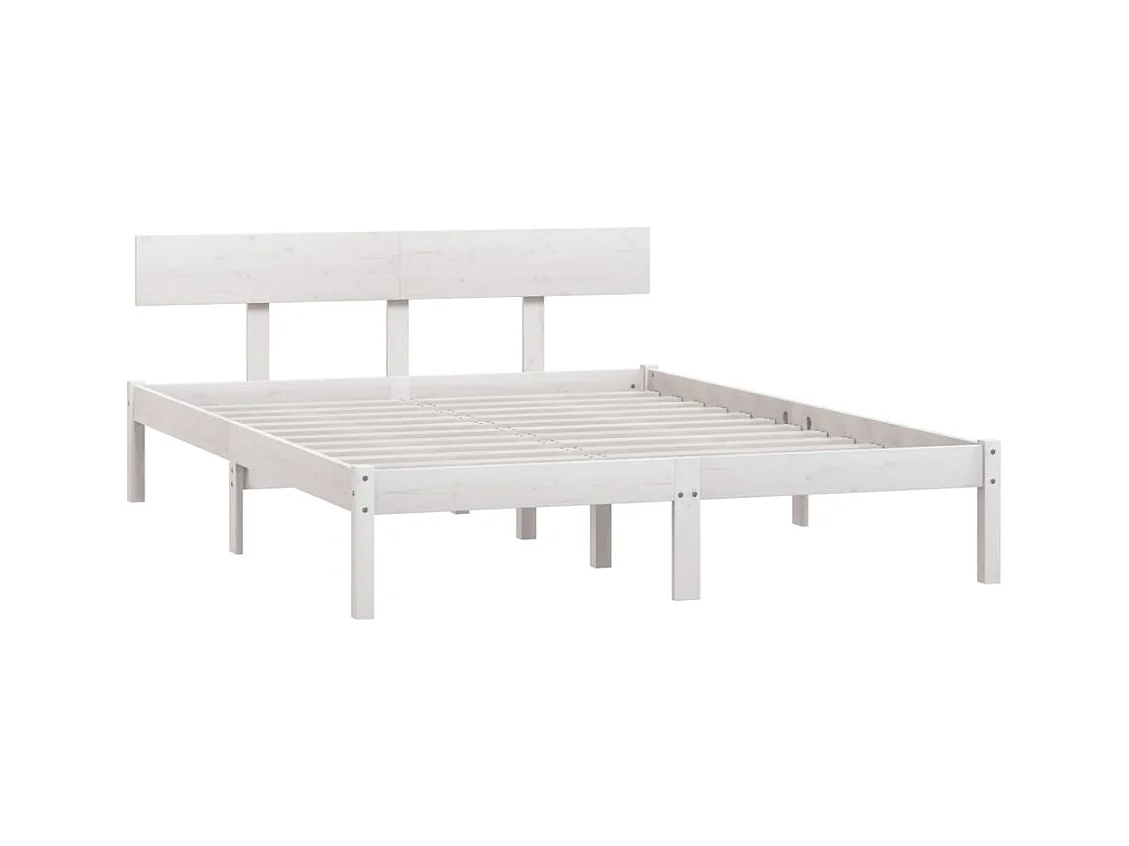 Cadre de lit sans matelas blanc bois massif 140x190 cm