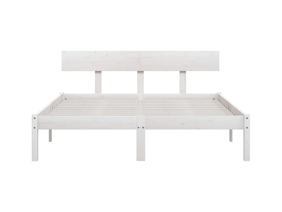 Cadre de lit sans matelas blanc bois massif 140x190 cm