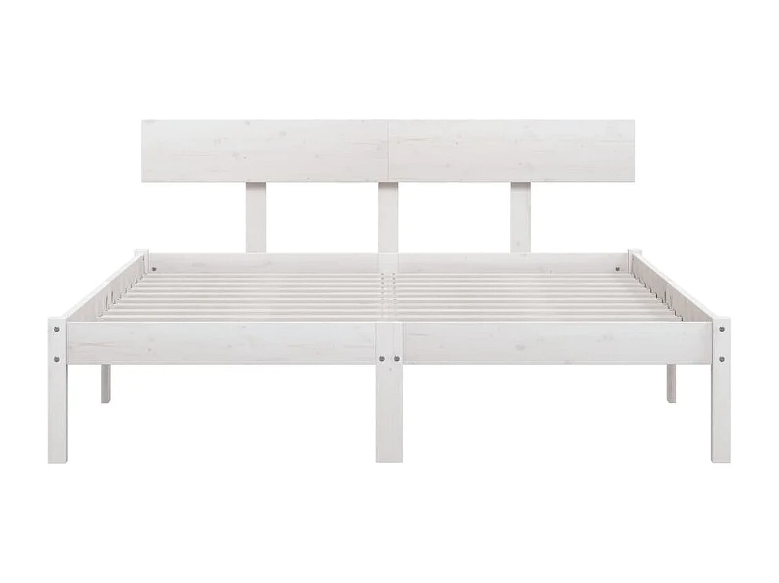 Estructura de cama sin colchón de madera maciza blanca 140x190 cm