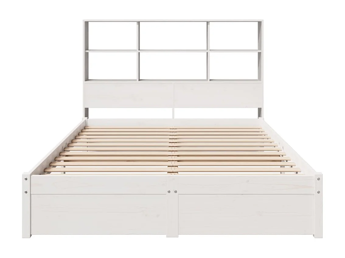 Cama librería blanca sin colchón 160x200 cm madera maciza de pino