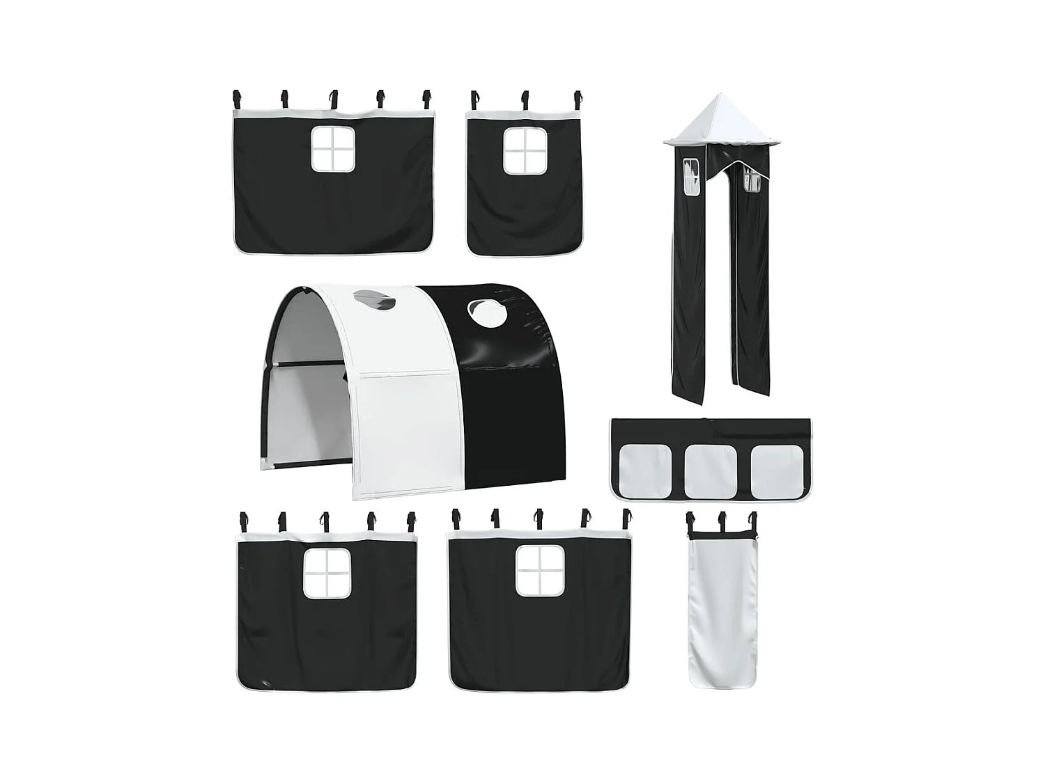 Stapelbed zonder matras met glijbaan wit zwart 80x200 cm