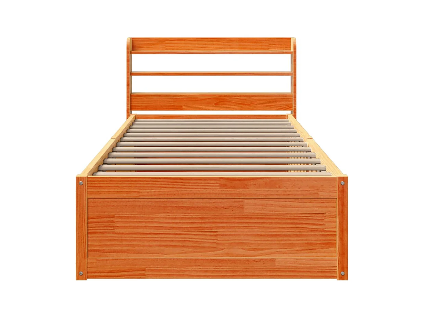 Estructura de cama y cabecero encerados color marrón 100x200 cm madera de pino