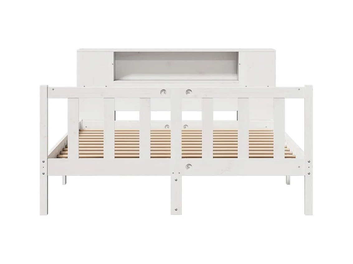 Lit bibliothèque sans matelas blanc 140x200 cm bois pin massif