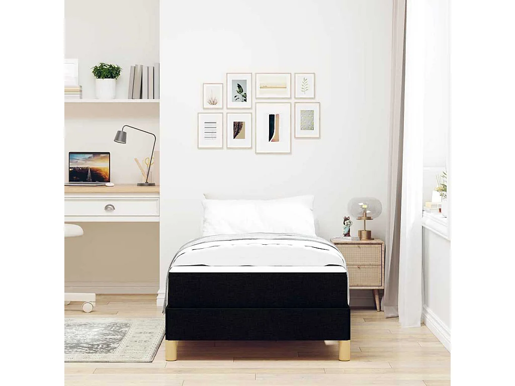 Zwart en bruin boxspringbed 100 x 200 cm